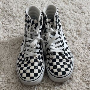 Vans Black and White Checkered High-Top Sneakers